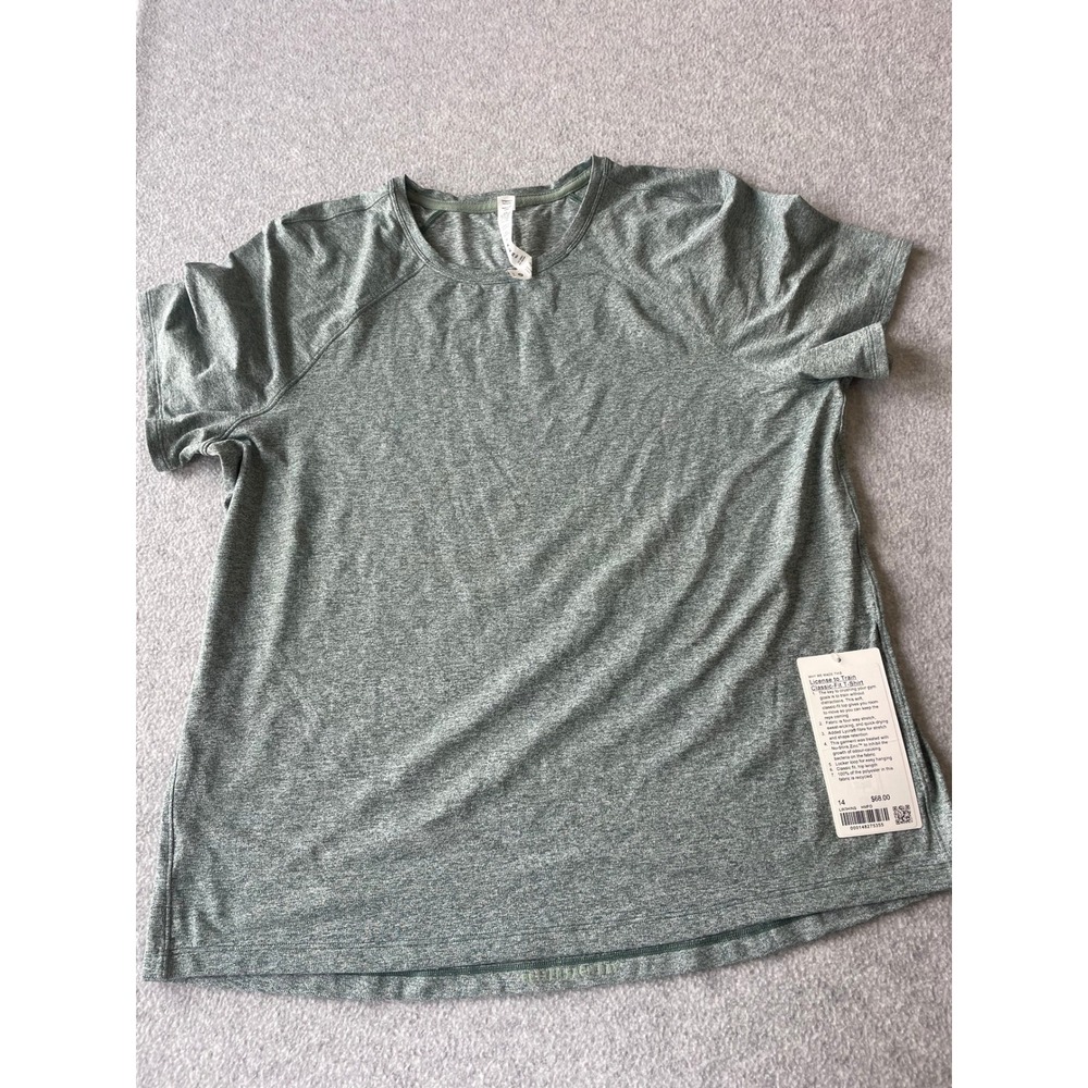 Lululemon License to Train Classic Fit T-Shirt Heathered Medium Forest Green 14